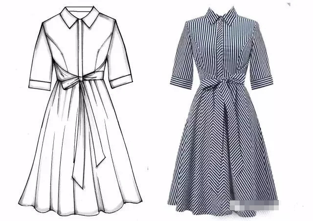 手繪服裝平面款式圖1:1對(duì)照(含繪制教程)